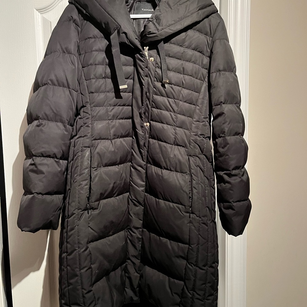 Tahari puffer coat, 3/4 length with hood